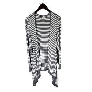 Torrid Gray White Striped Drape Open Front Cardigan 3